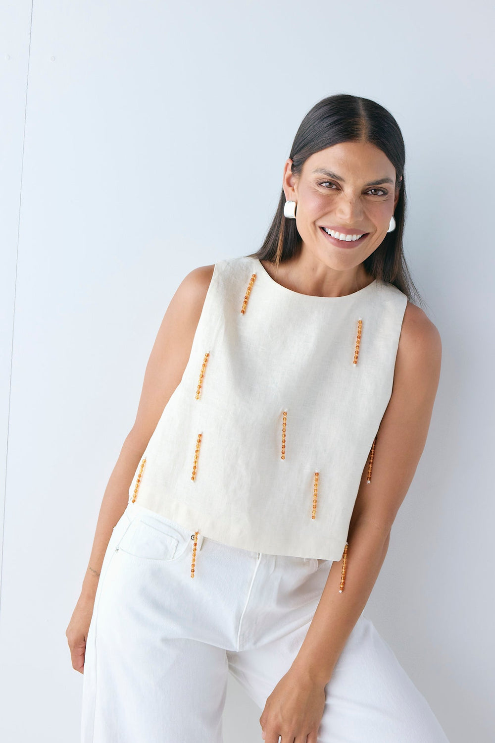 Siena Linen Top Cream | VRG GRL US