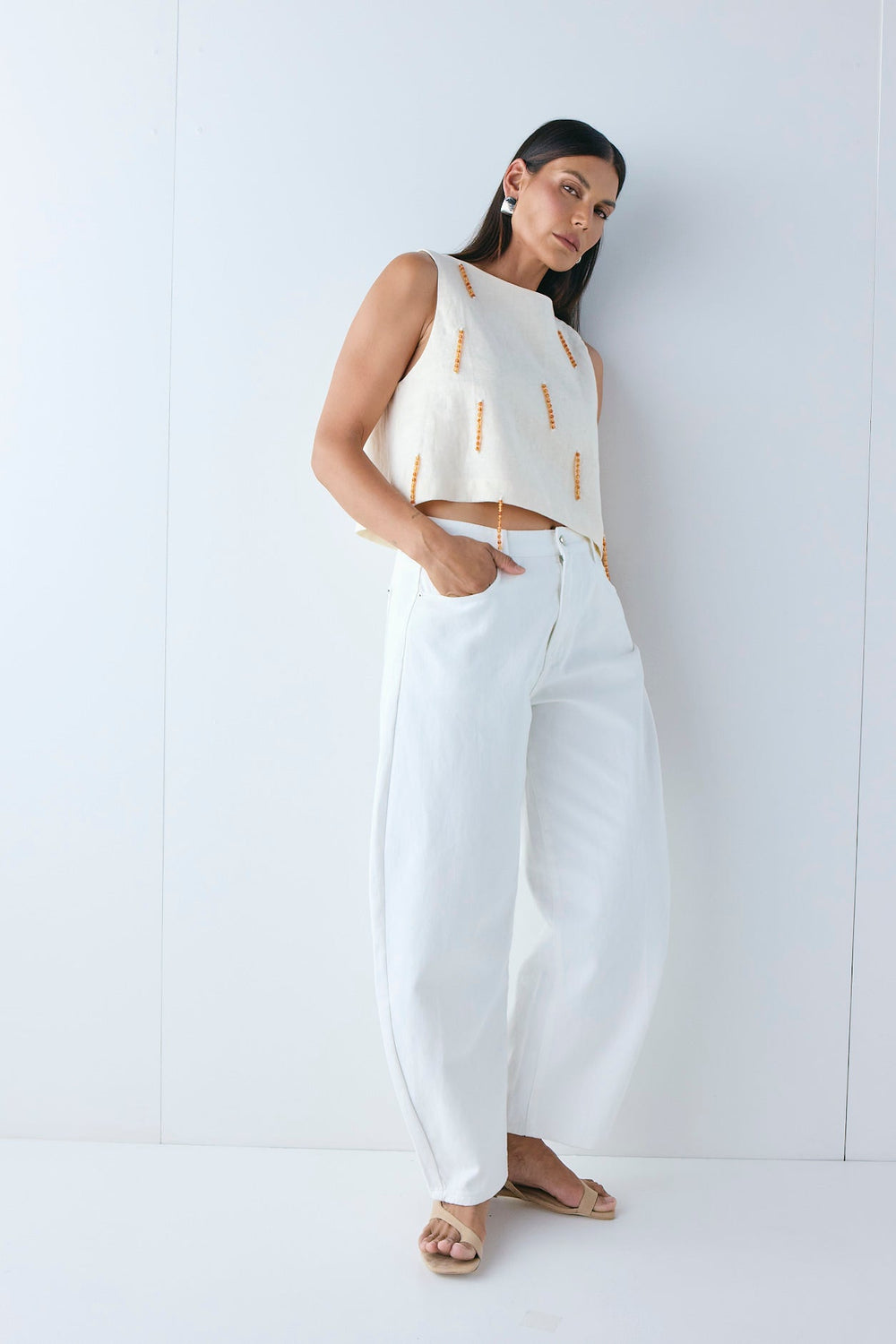 Siena Linen Top Cream | VRG GRL US