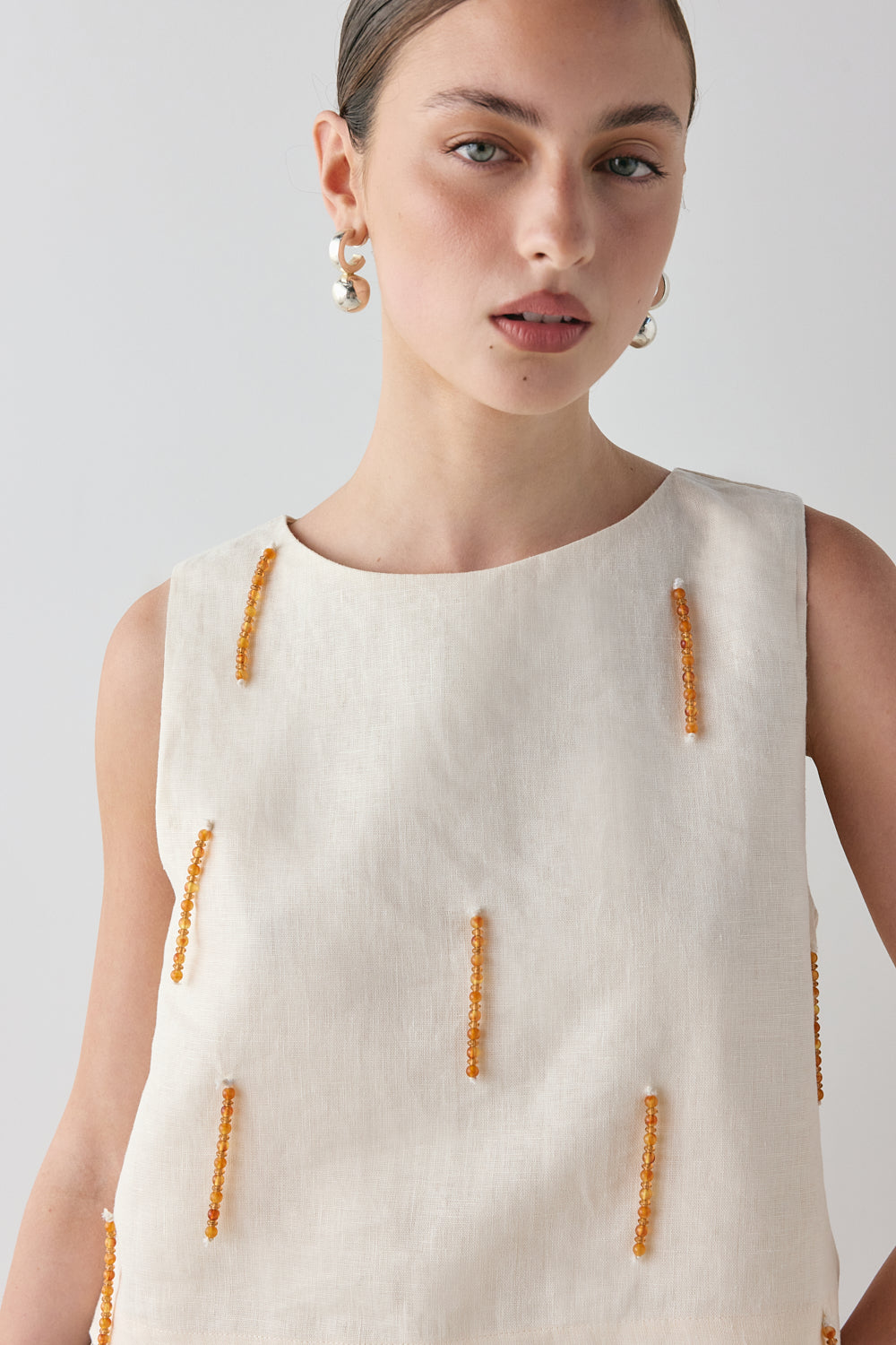 Siena Linen Top Cream | VRG GRL US