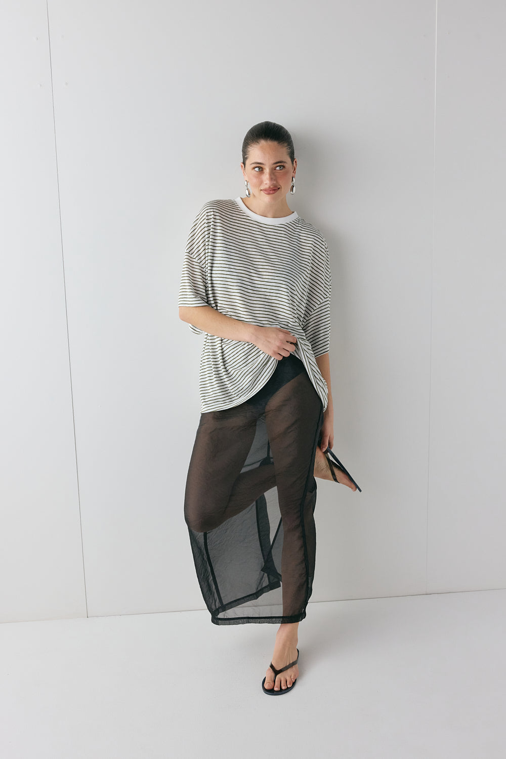 Willow Tee Khaki Stripe | VRG GRL for sale