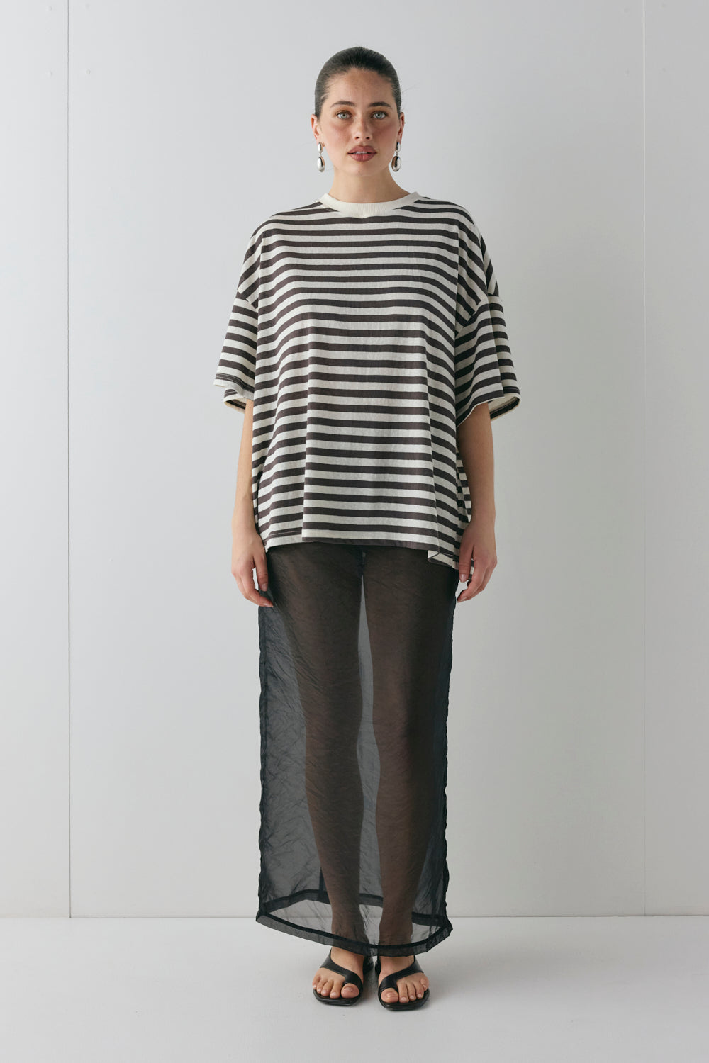 Willow Tee Charcoal Stripe | VRG GRL on sale