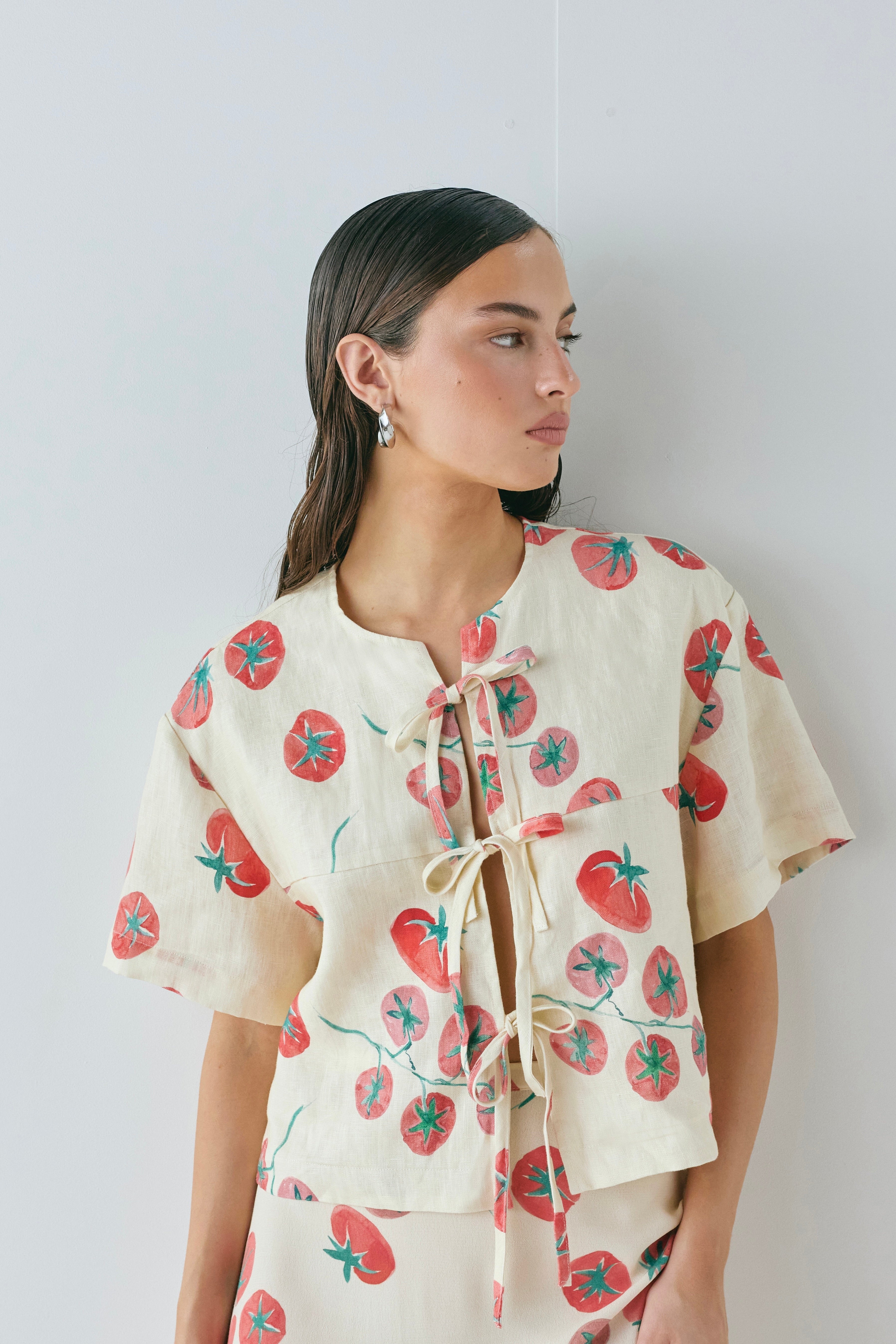 Portia Linen Smock Top Roma | VRG GRL US