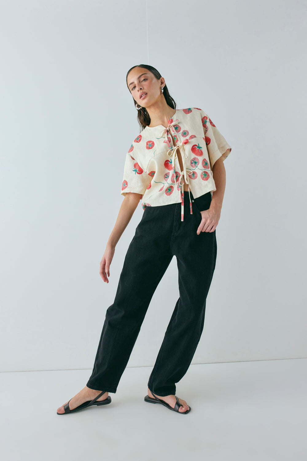 Portia Linen Smock Top Roma | VRG GRL US