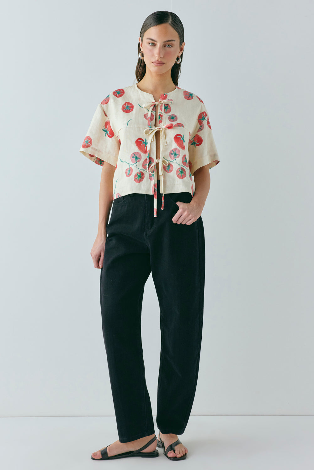 Portia Linen Smock Top Roma | VRG GRL US