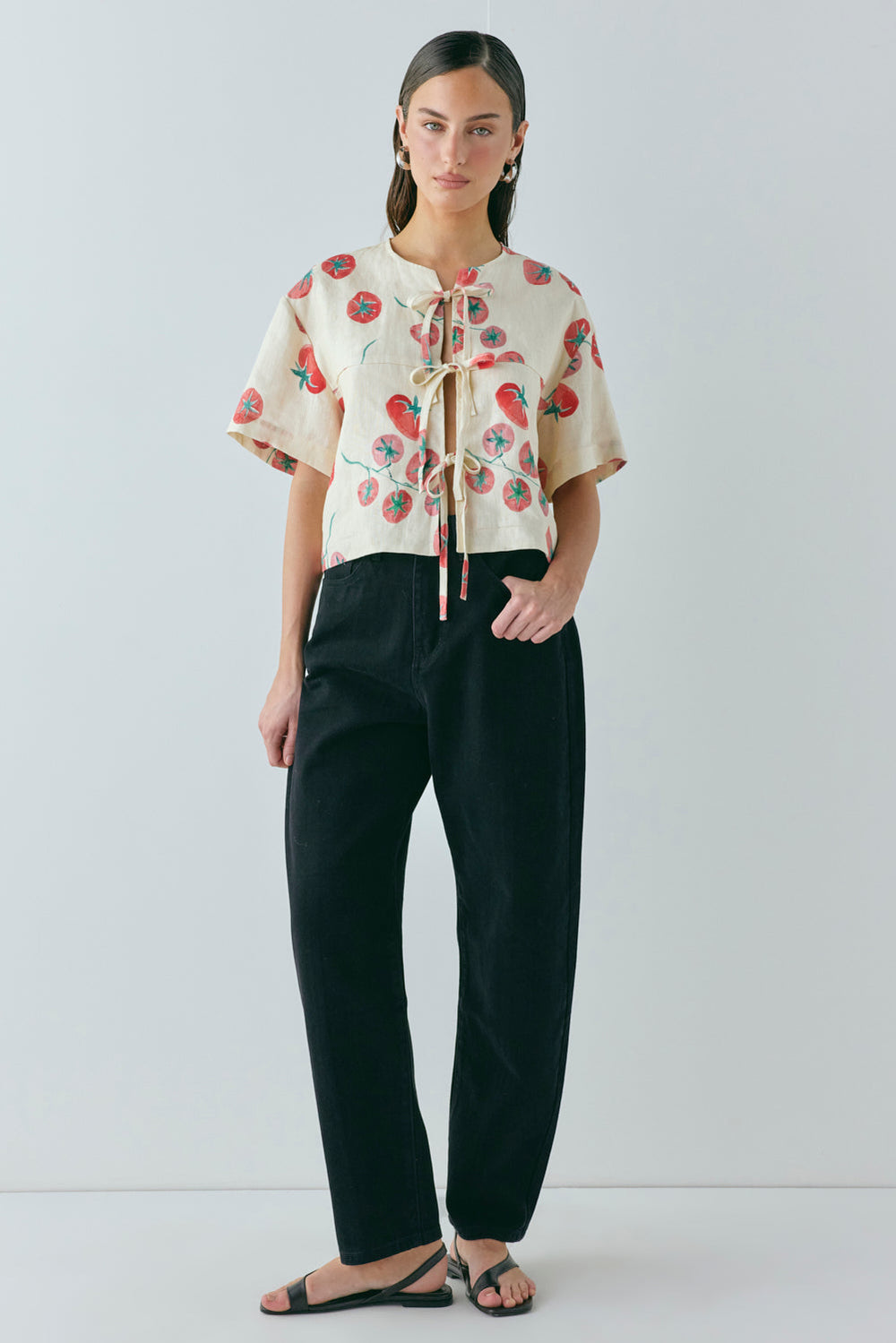 Portia Linen Smock Top Roma | VRG GRL US