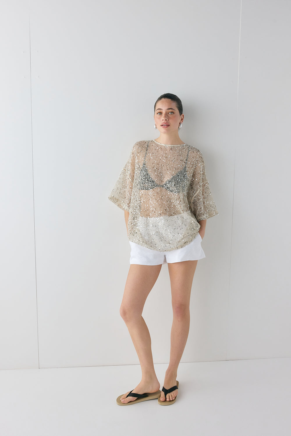 Arden Sequin Top Cream | VRG GRL on sale