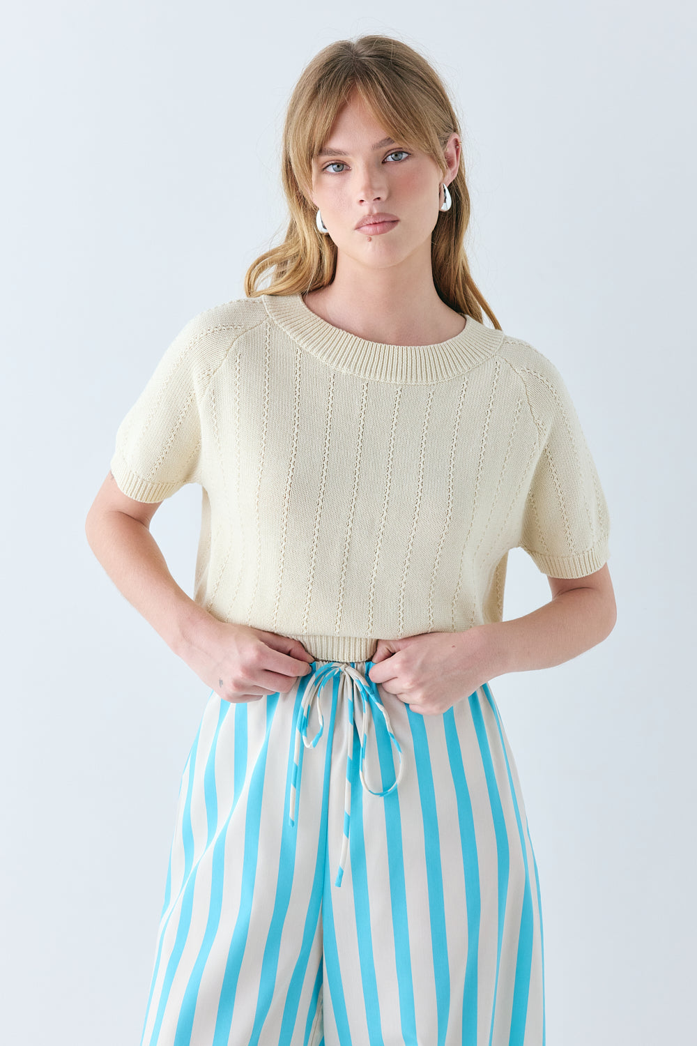 Olive Knit Top Cream | VRG GRL for sale