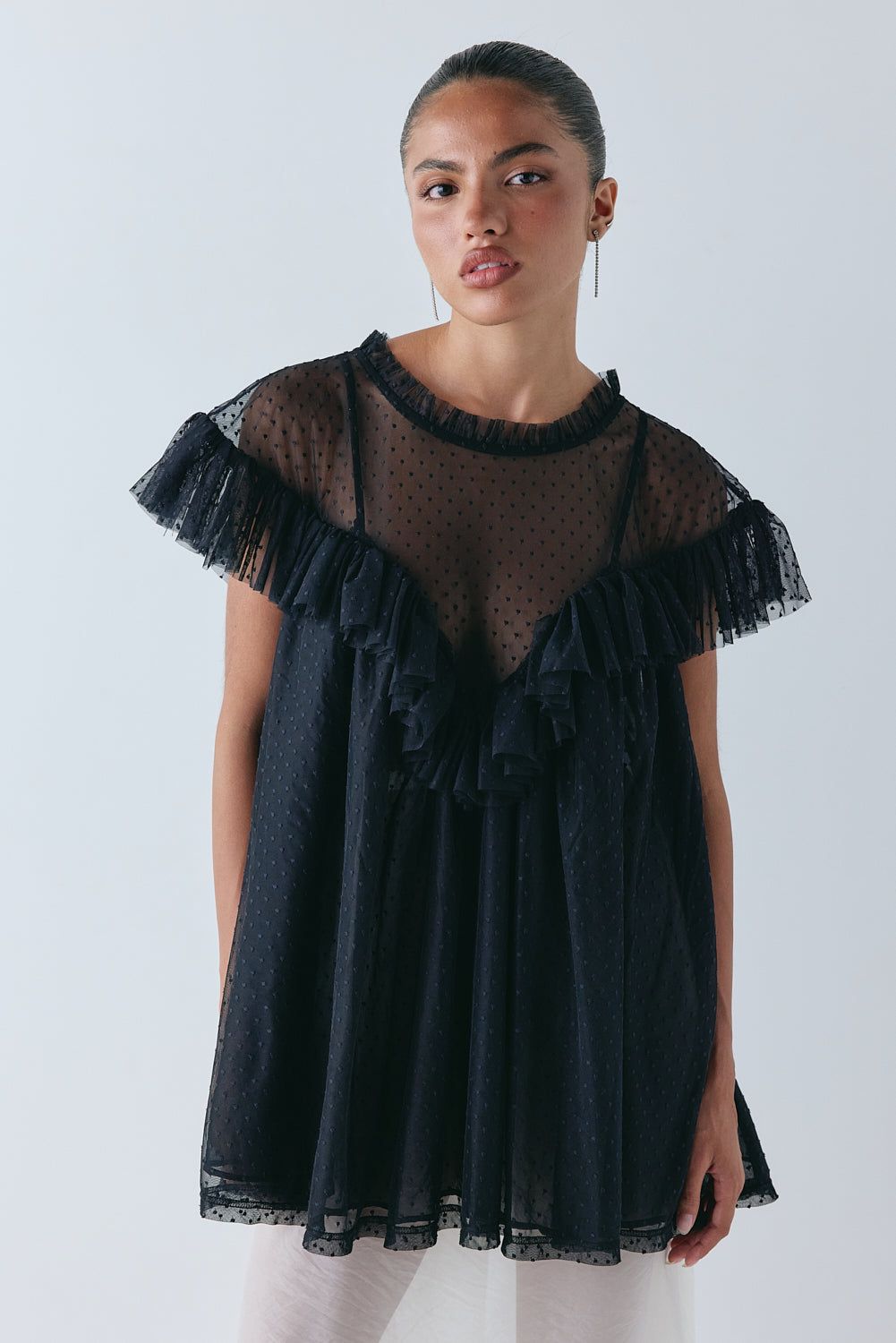 Viola Sheer Tunic Black | VRG GRL sale