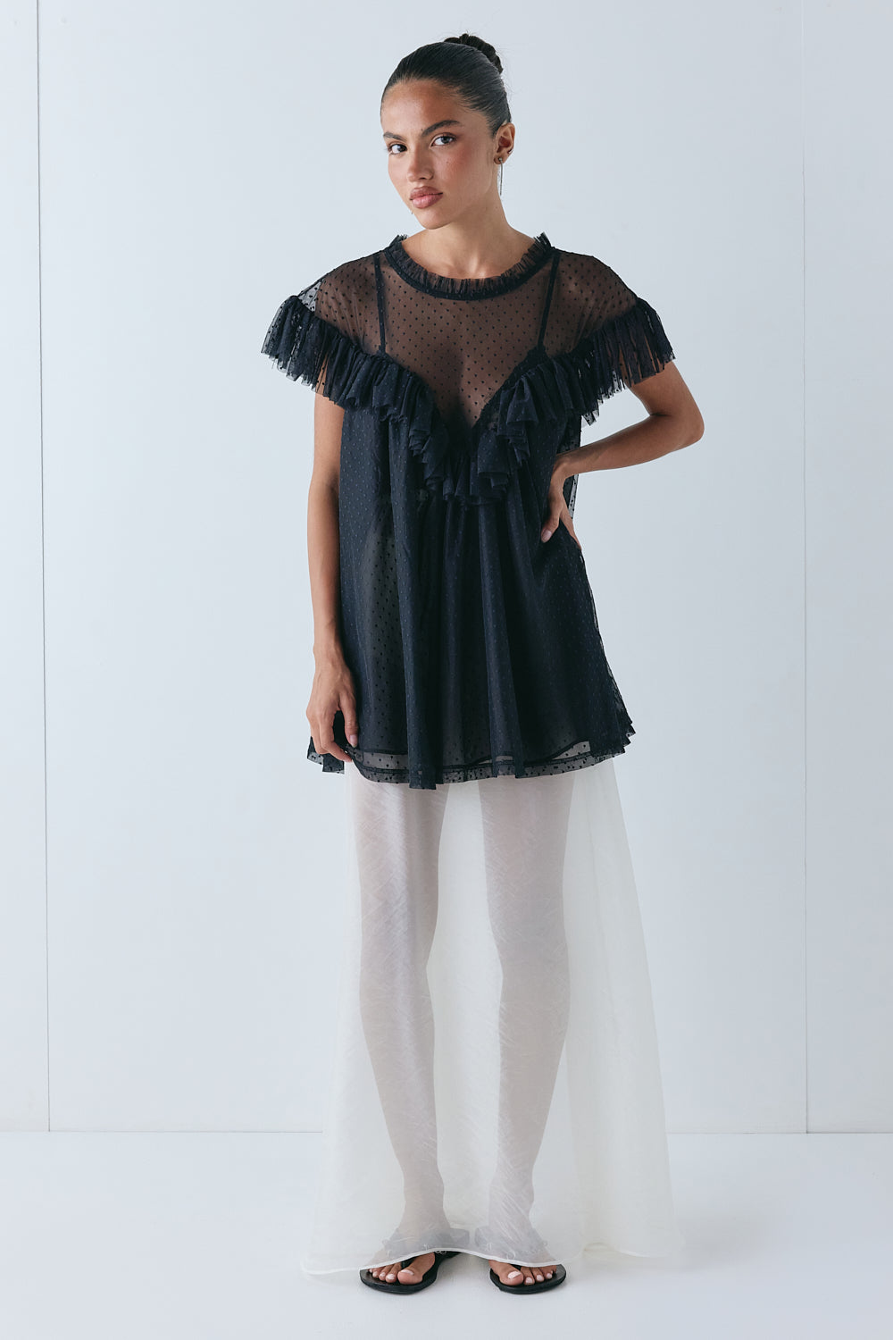 Viola Sheer Tunic Black | VRG GRL sale