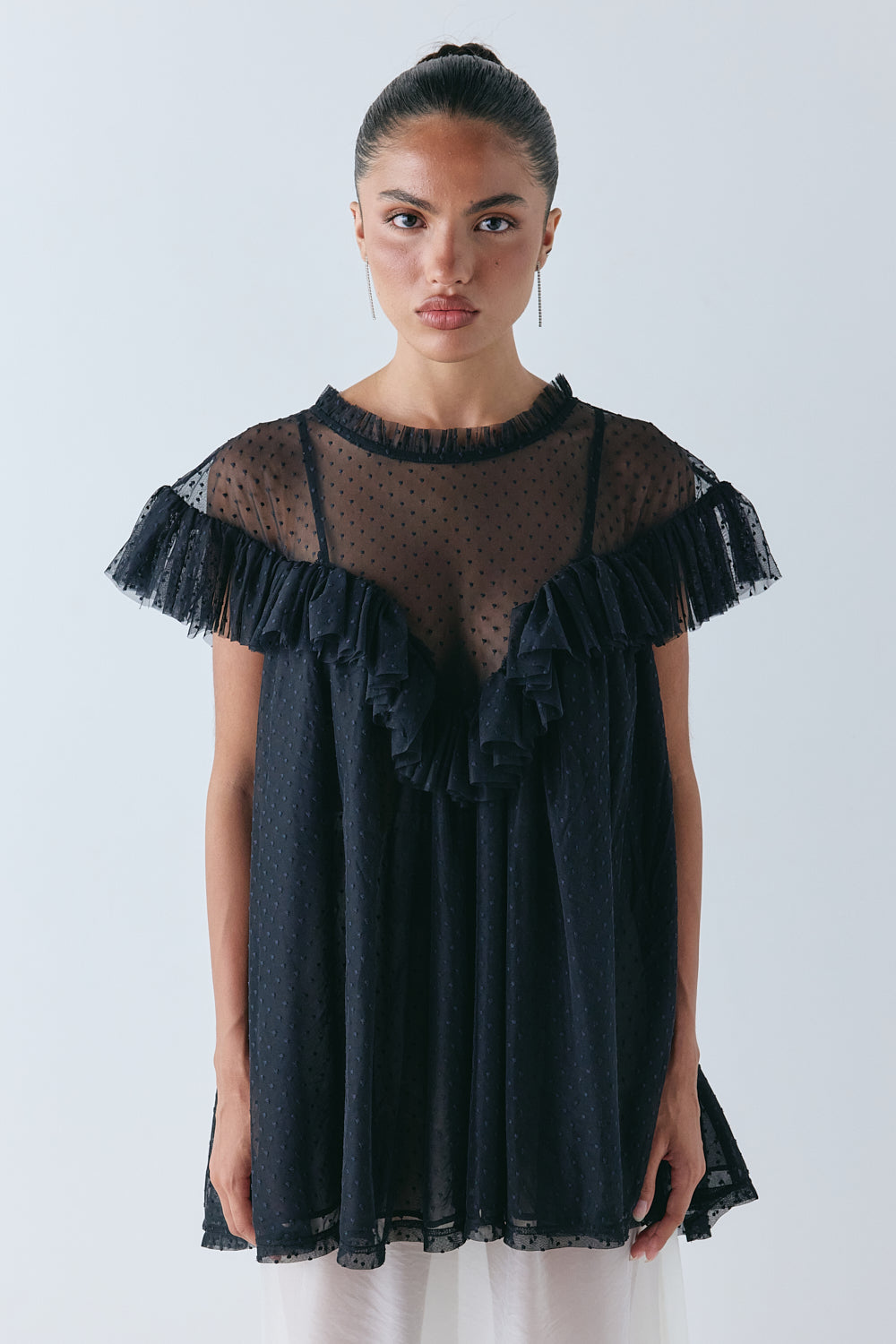 Viola Sheer Tunic Black | VRG GRL sale