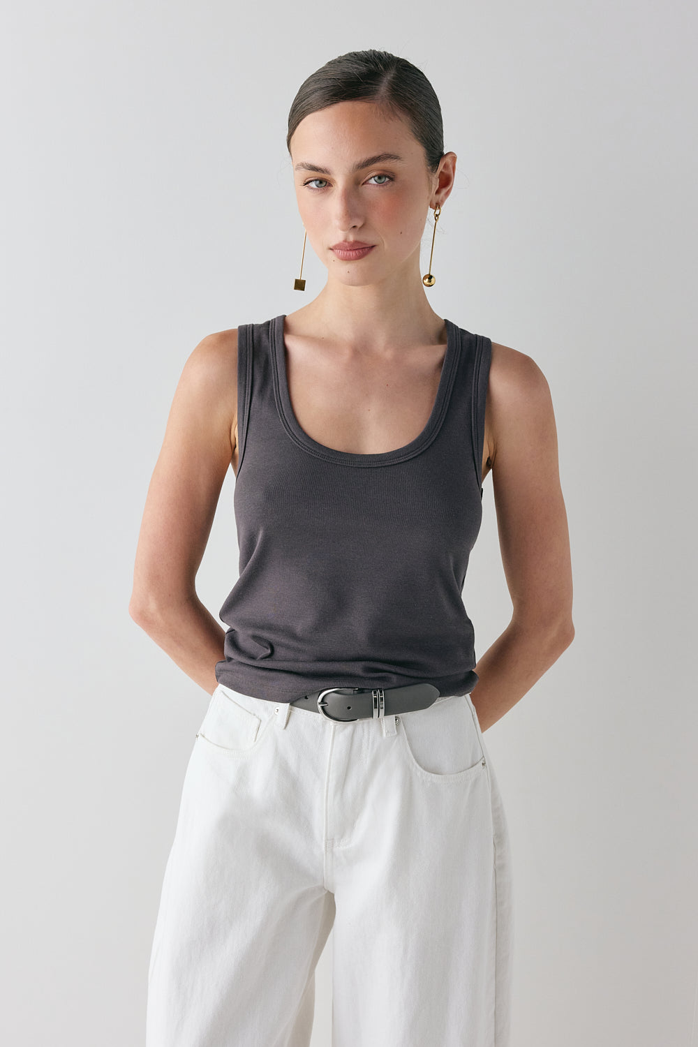 Cora Tank Charcoal | VRG GRL sale