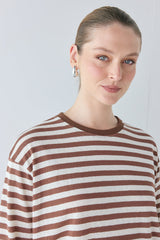 Willow Long Sleeve Tee Brown Stripe | VRG GRL for sale