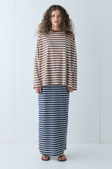 Willow Long Sleeve Tee Brown Stripe | VRG GRL for sale