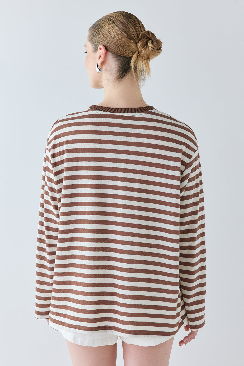 Willow Long Sleeve Tee Brown Stripe | VRG GRL for sale