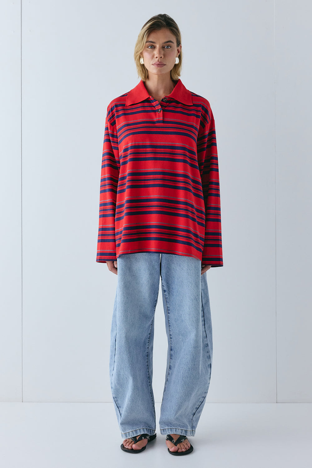 Kinsley Polo Red Stripe | VRG GRL discount