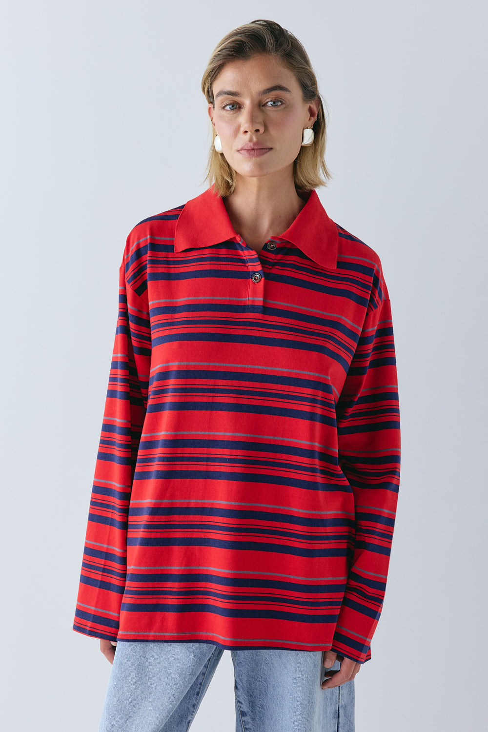 Kinsley Polo Red Stripe | VRG GRL discount