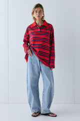 Kinsley Polo Red Stripe | VRG GRL discount