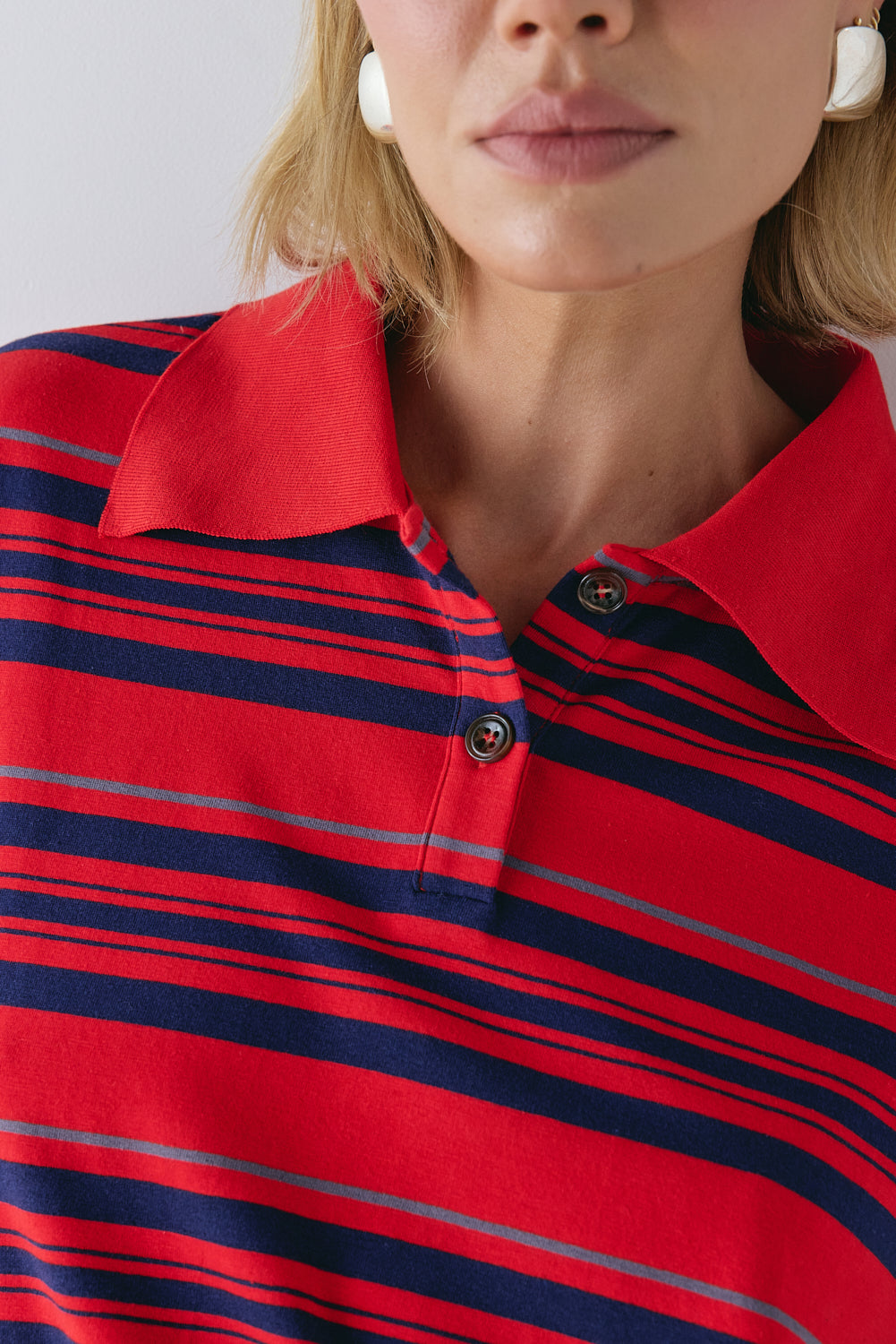 Kinsley Polo Red Stripe | VRG GRL discount