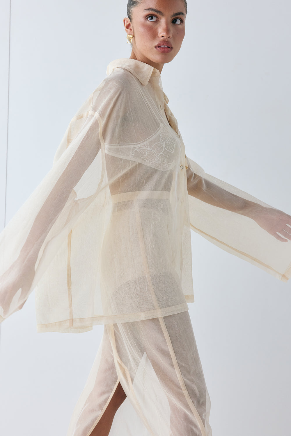 Vale Sheer Shirt Ecru | VRG GRL near me