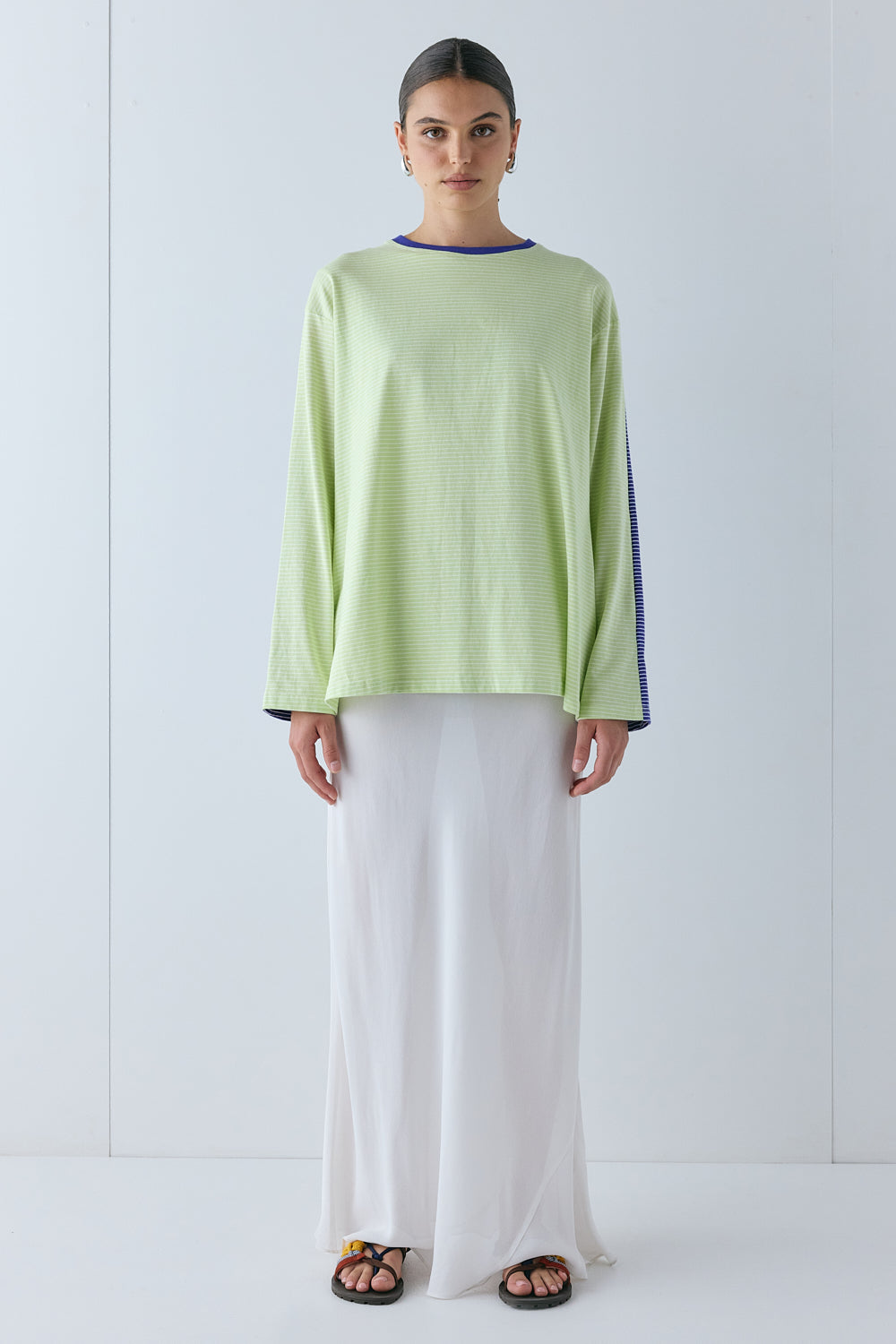 Willow Long Sleeve Tee Lime Stripe | VRG GRL online