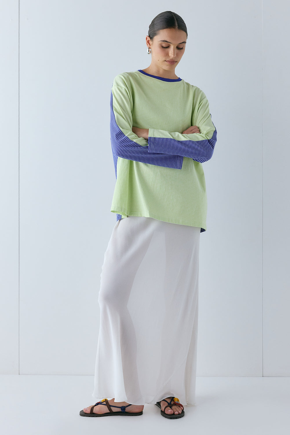 Willow Long Sleeve Tee Lime Stripe | VRG GRL online