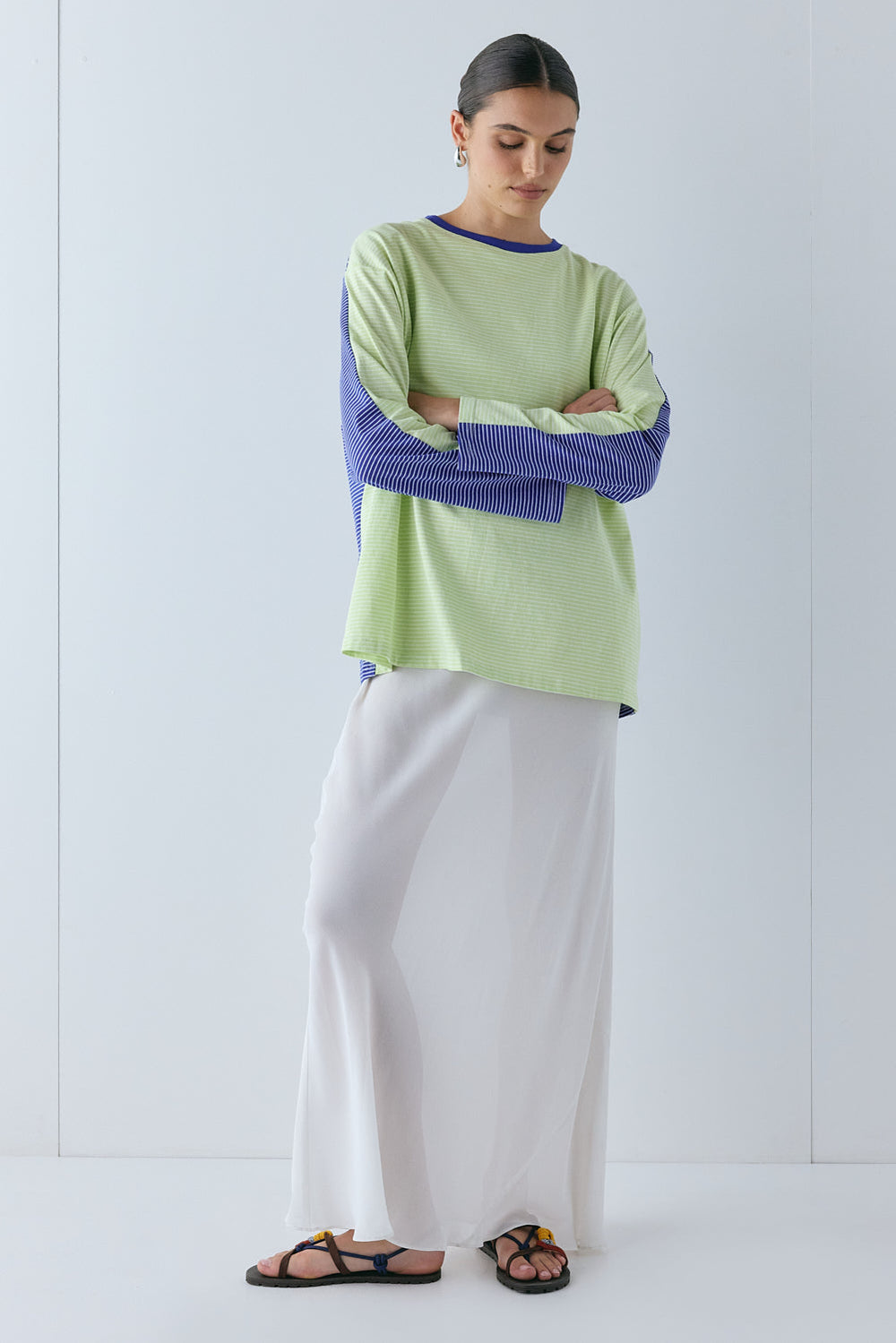 Willow Long Sleeve Tee Lime Stripe | VRG GRL online
