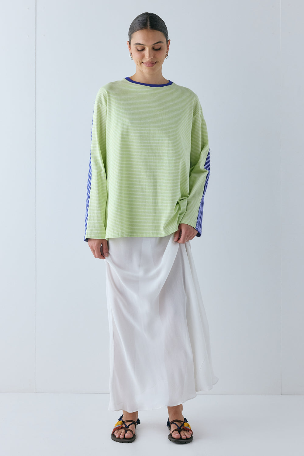 Willow Long Sleeve Tee Lime Stripe | VRG GRL online