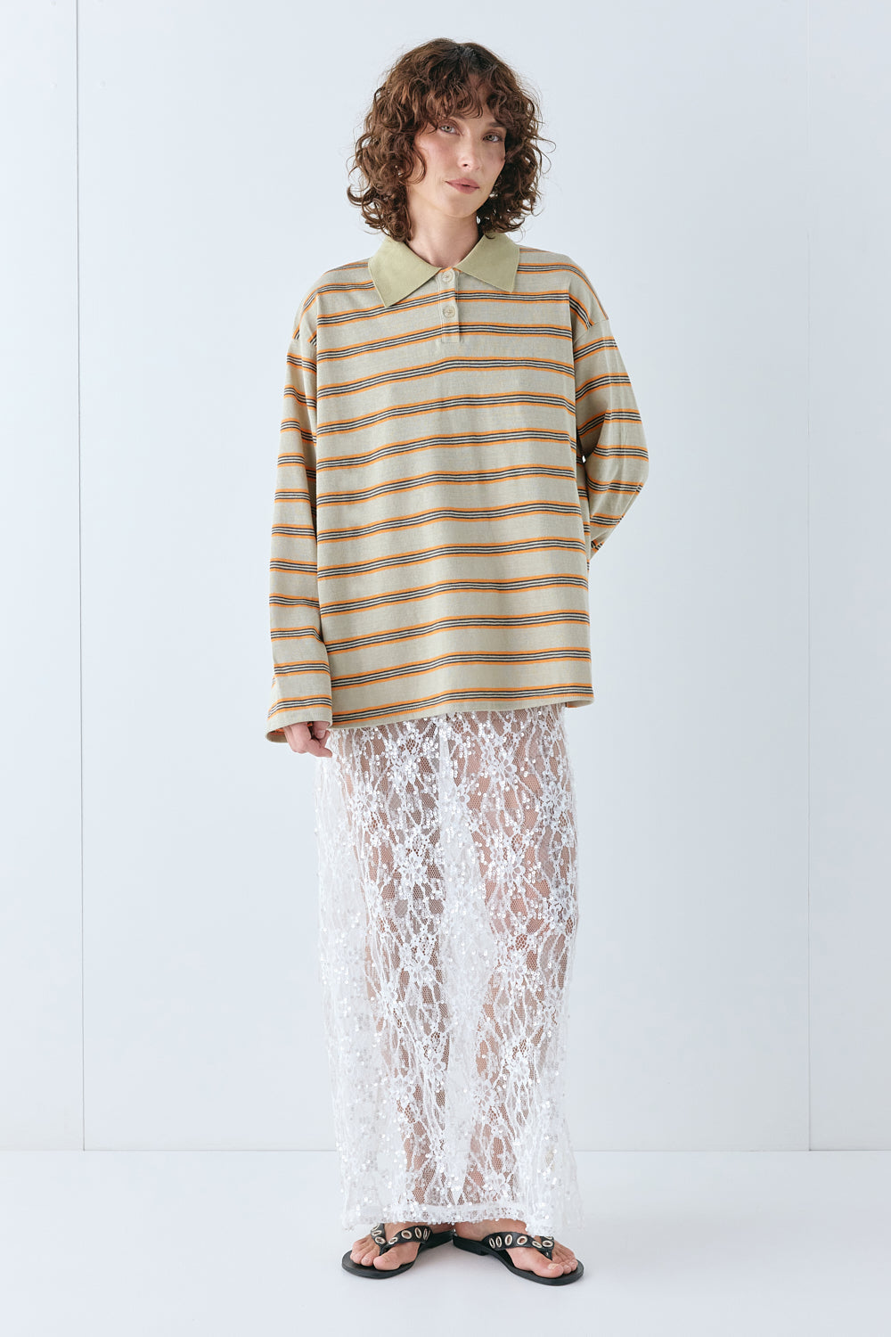 Kinsley Polo Orange Stripe | VRG GRL sale