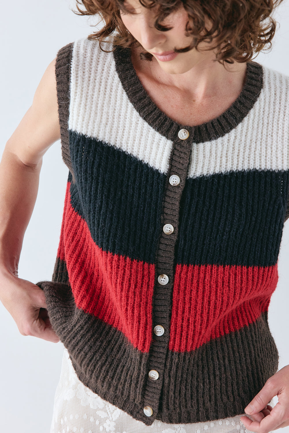 Bridgette Knit Vest Stripe | VRG GRL US