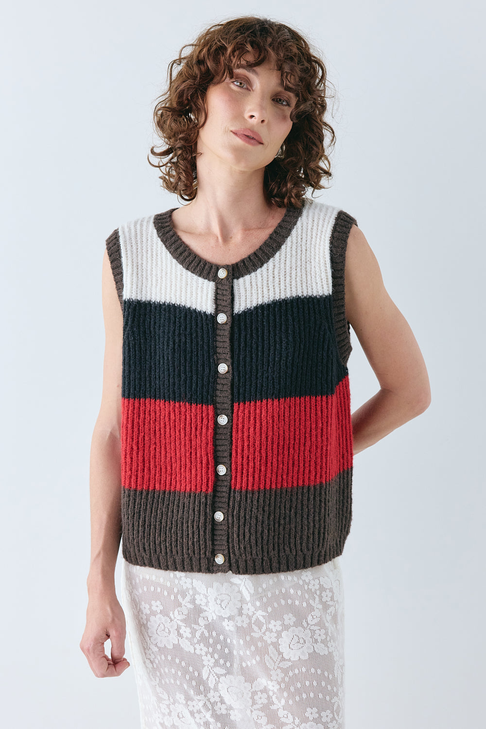 Bridgette Knit Vest Stripe | VRG GRL US