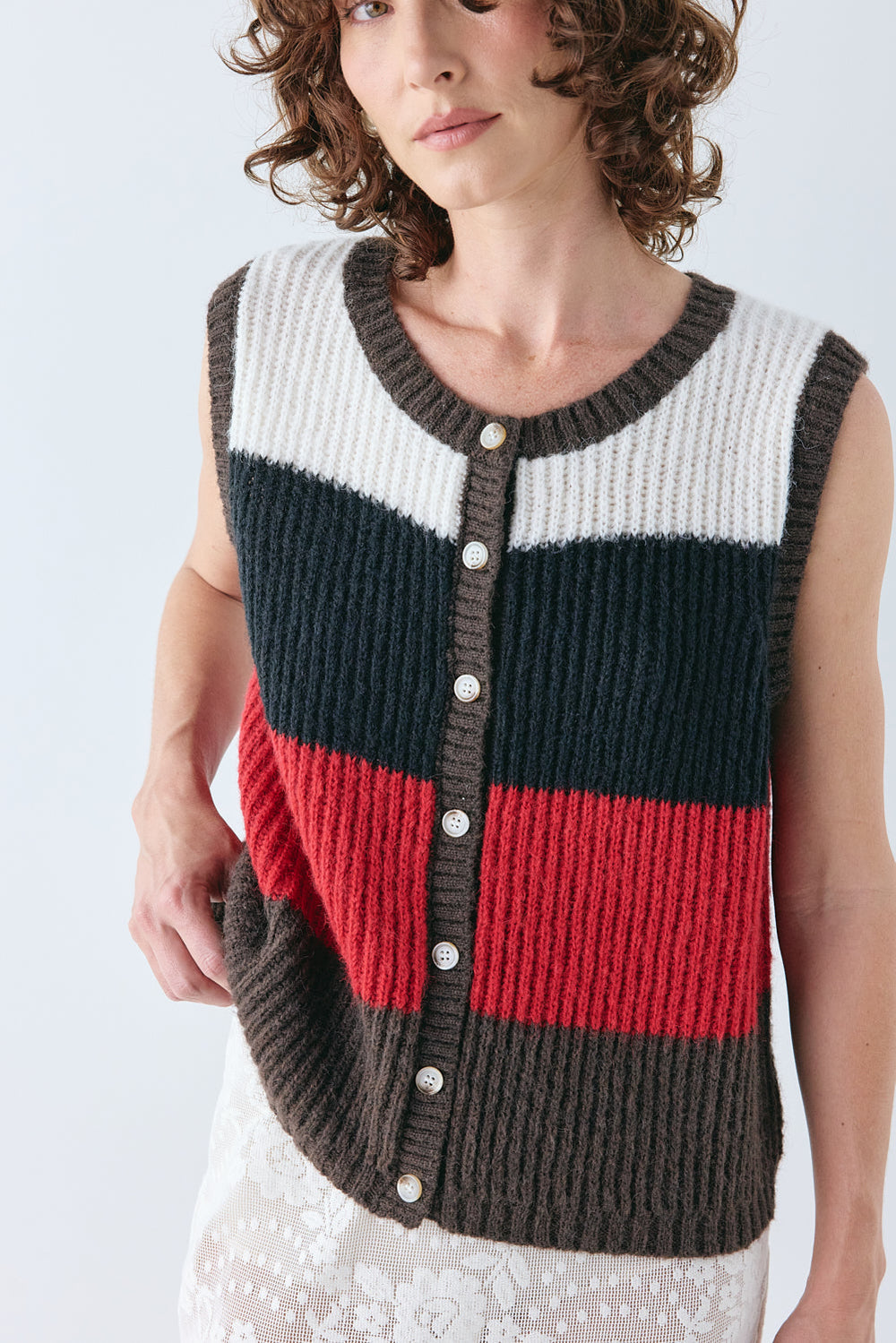 Bridgette Knit Vest Stripe | VRG GRL US
