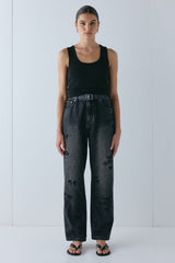 Lenah High Rise Embroidered Denim Jeans Black | VRG GRL discount