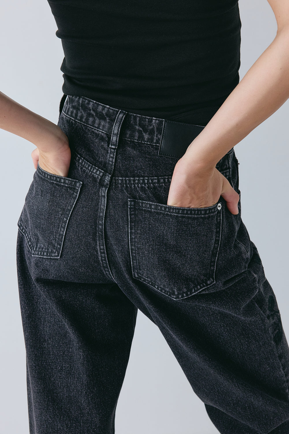 Lenah High Rise Embroidered Denim Jeans Black | VRG GRL discount