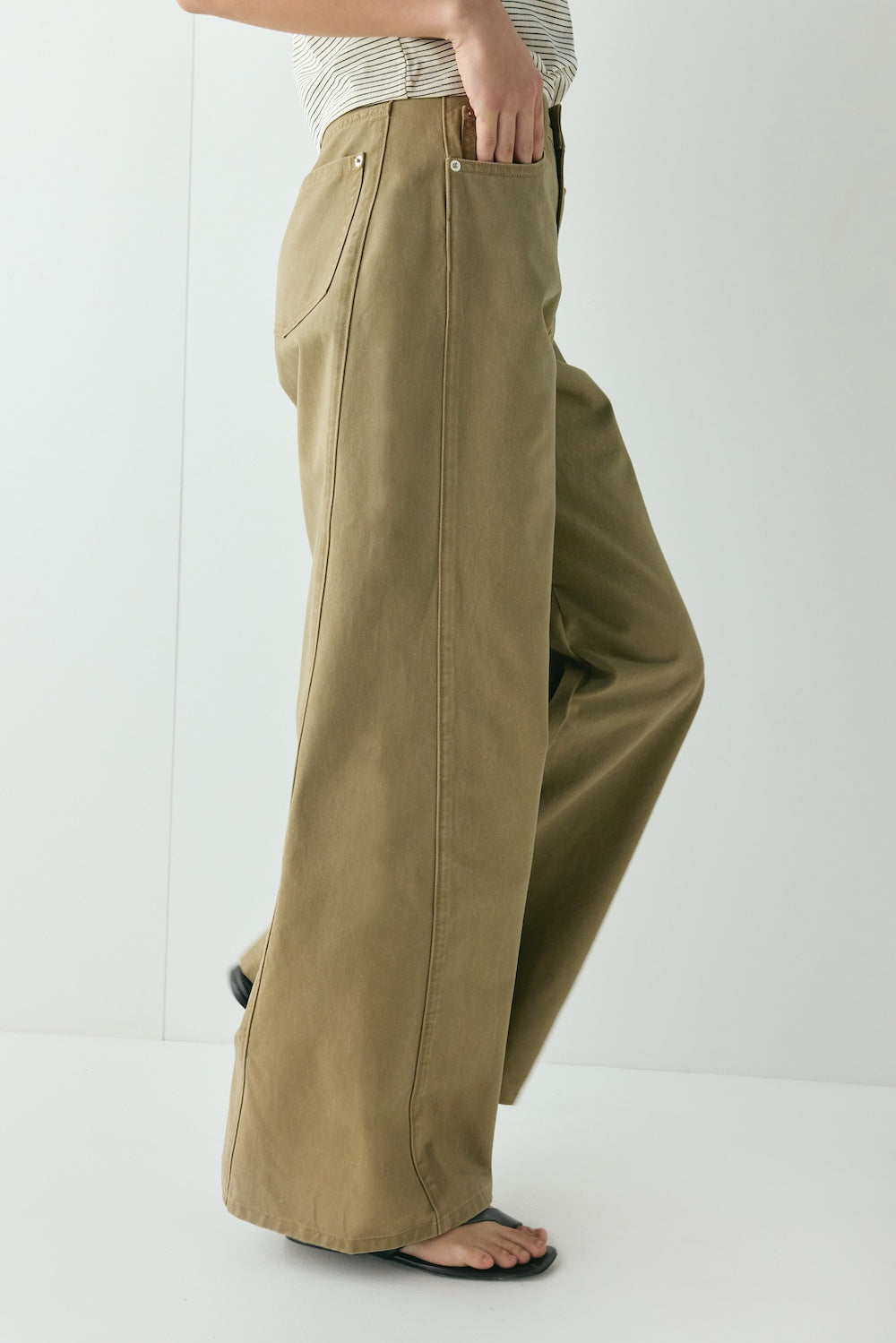 Hart High Rise Denim Jeans Khaki | VRG GRL for sale