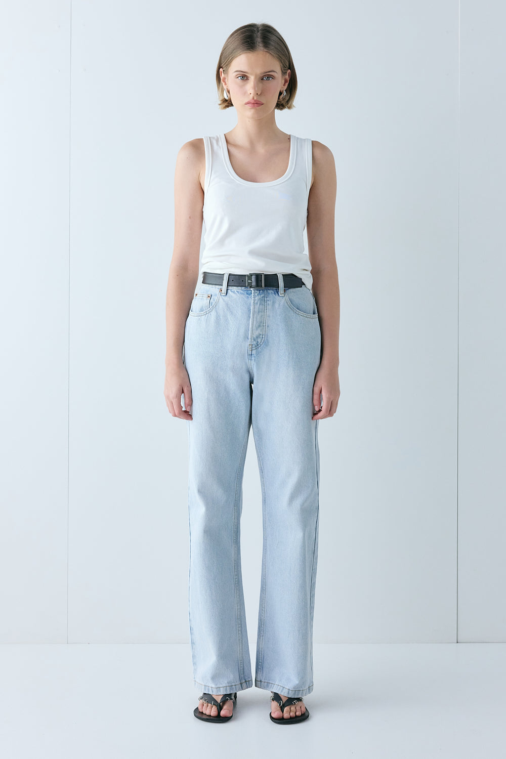 Franca High Rise Denim Jeans Washed Blue | VRG GRL on sale