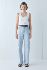 Franca High Rise Denim Jeans Washed Blue | VRG GRL on sale