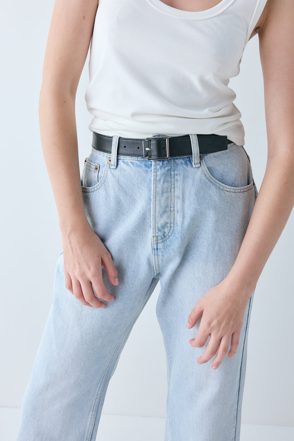 Franca High Rise Denim Jeans Washed Blue | VRG GRL on sale
