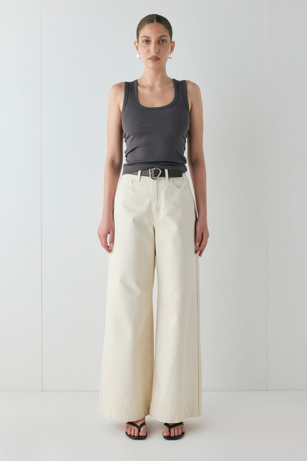 Aston High Rise Denim Jeans Cream | VRG GRL US