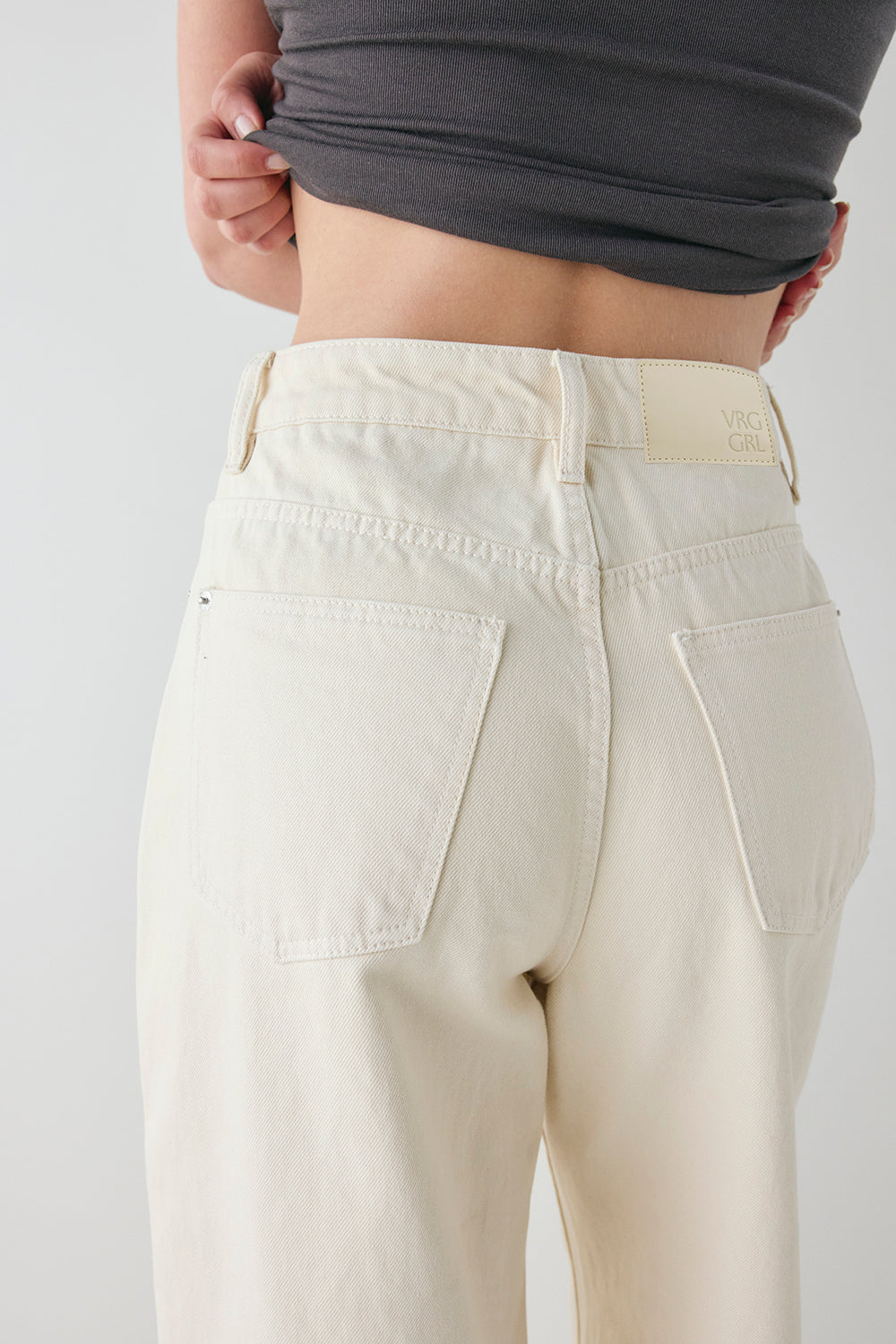 Aston High Rise Denim Jeans Cream | VRG GRL US
