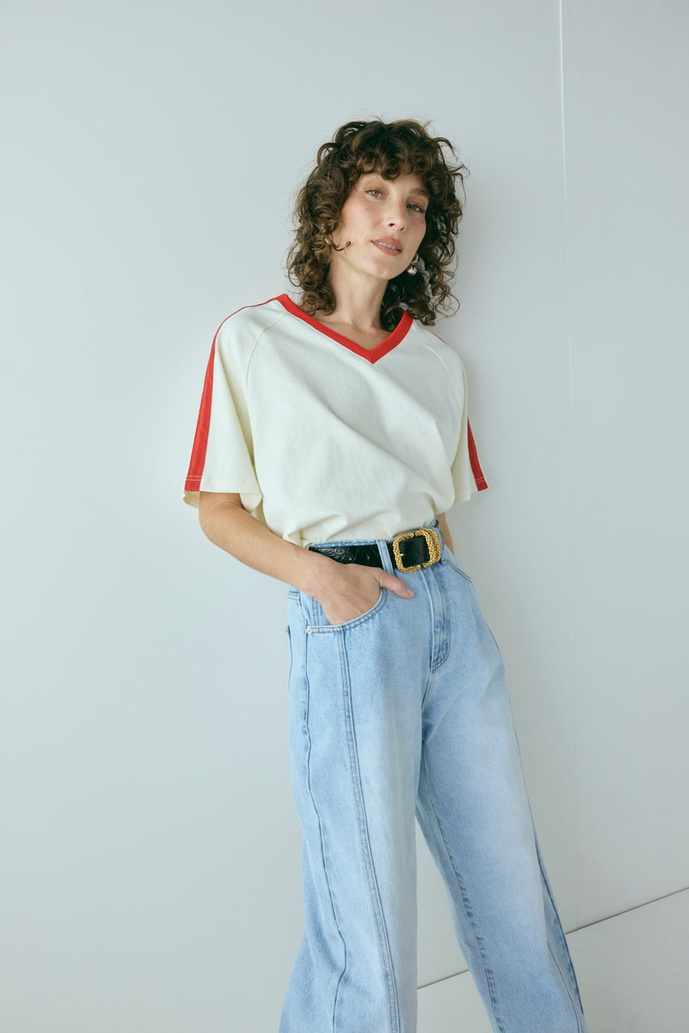 Nyra High Rise Barrel Denim Jeans Light Blue | VRG GRL discount