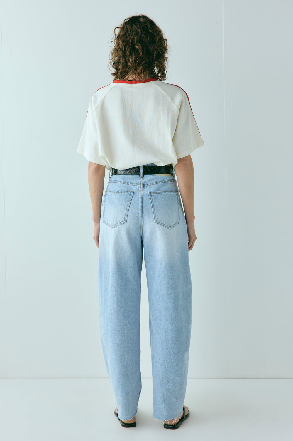 Nyra High Rise Barrel Denim Jeans Light Blue | VRG GRL discount