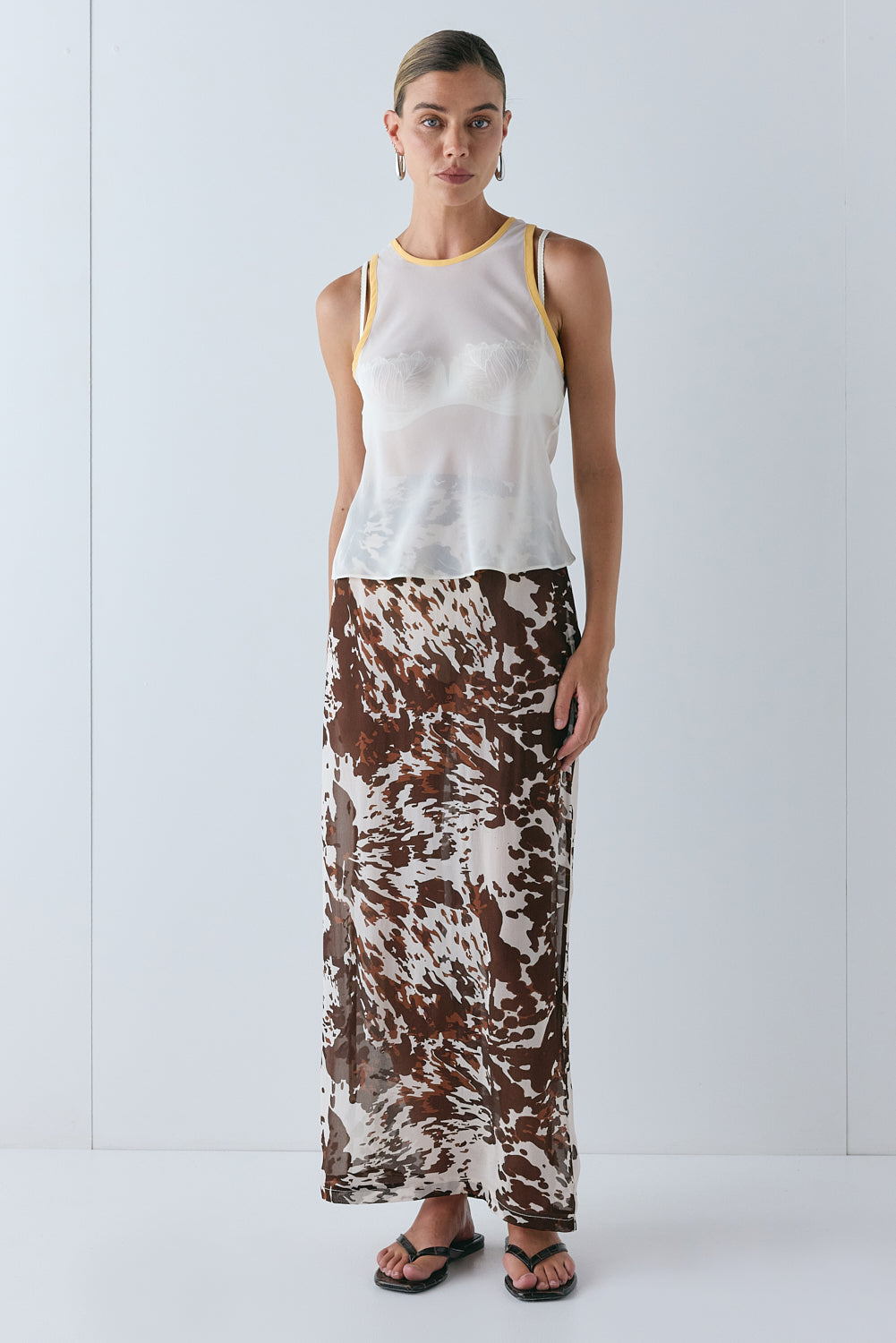 Devyn Sheer Midi Skirt Wildstock | VRG GRL on sale