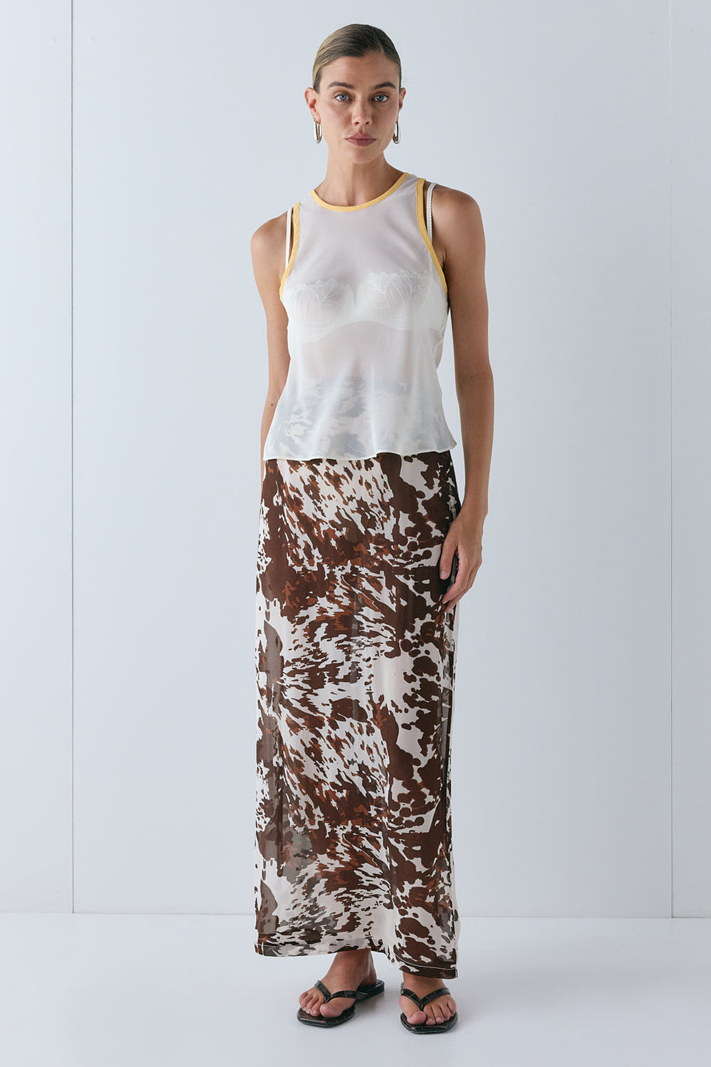Devyn Sheer Midi Skirt Wildstock | VRG GRL on sale