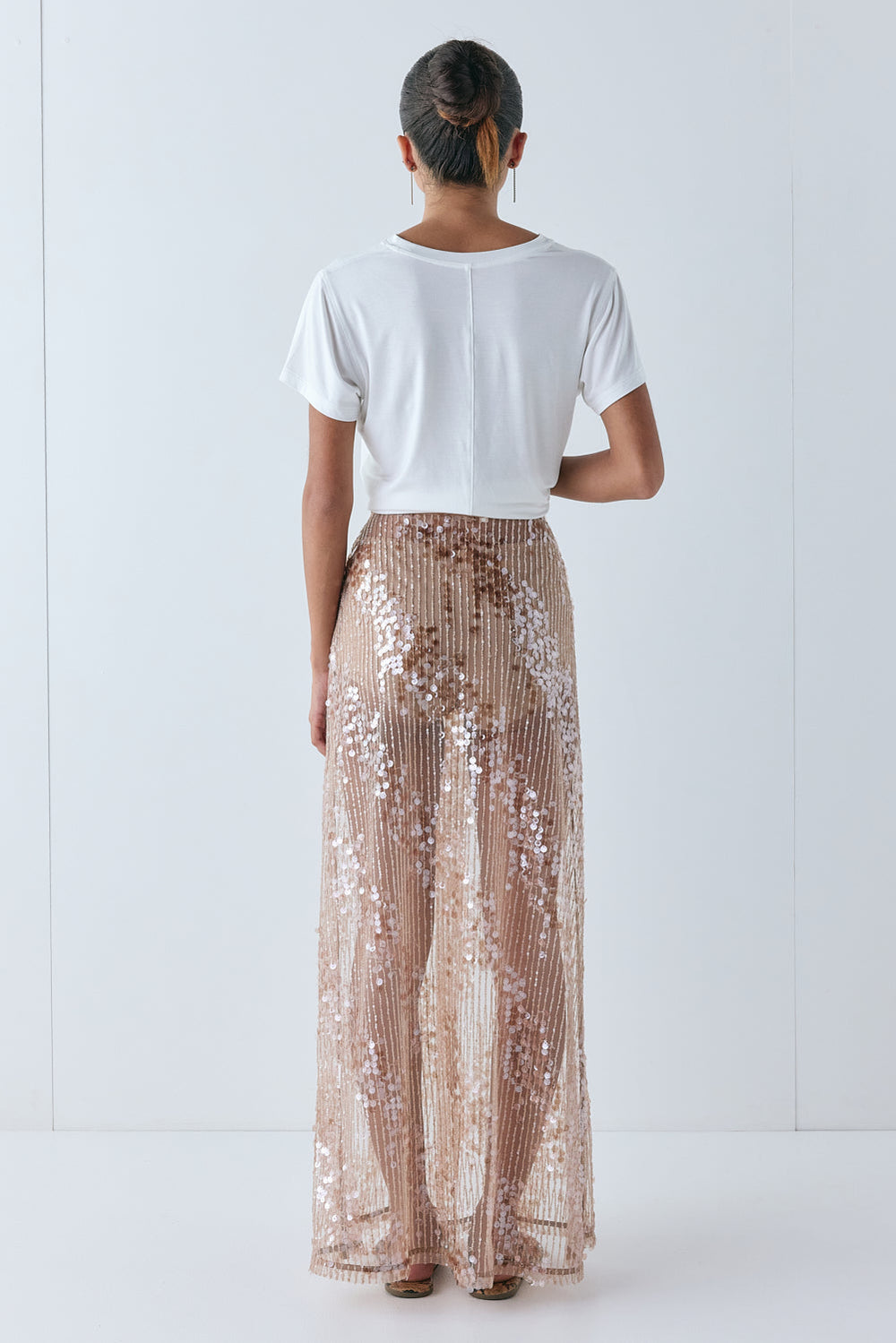 Vilma Sequin Maxi Skirt Bronze | VRG GRL US