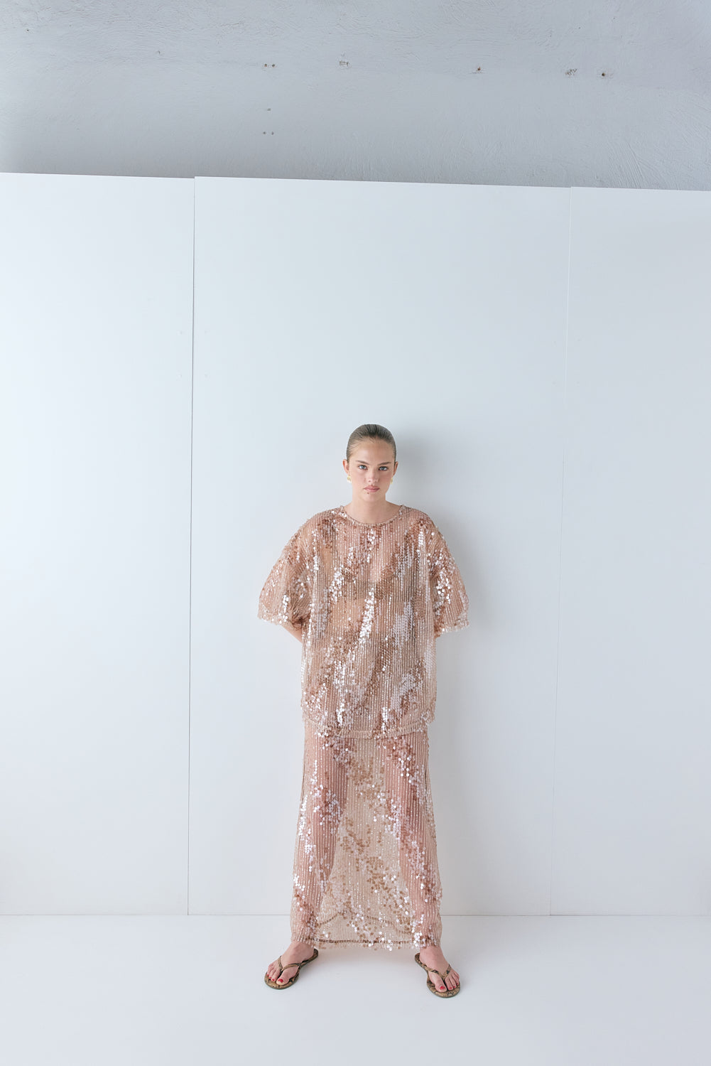 Vilma Sequin Maxi Skirt Bronze | VRG GRL US
