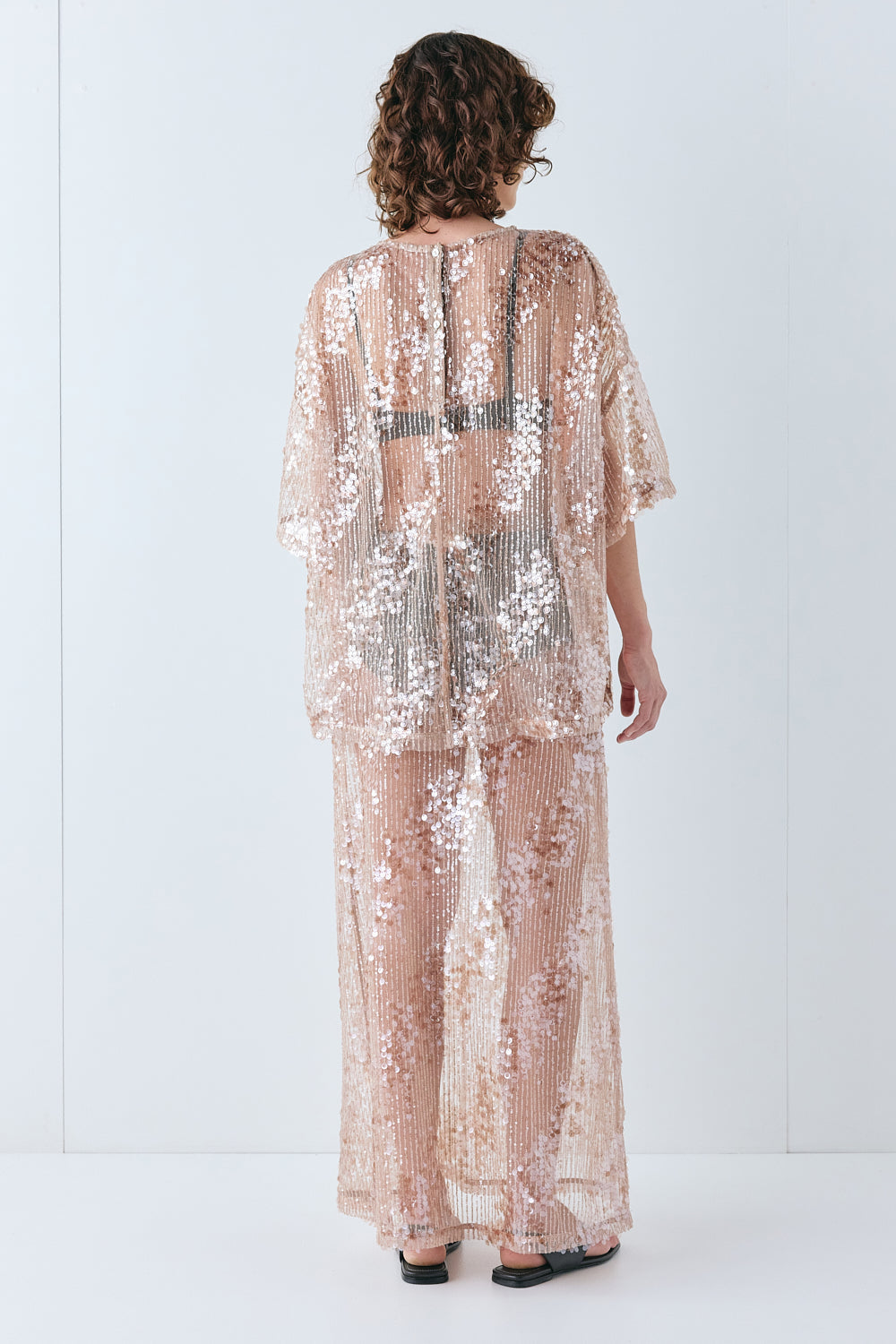 Vilma Sequin Maxi Skirt Bronze | VRG GRL US