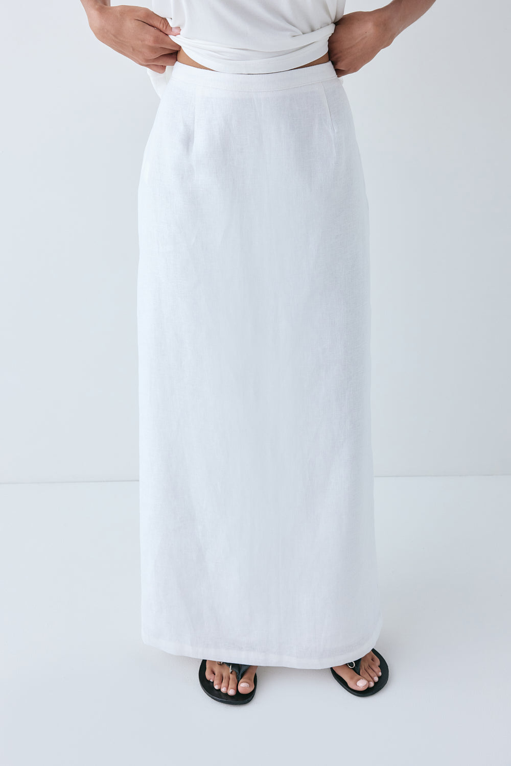Violette Linen Midi Skirt White | VRG GRL discount