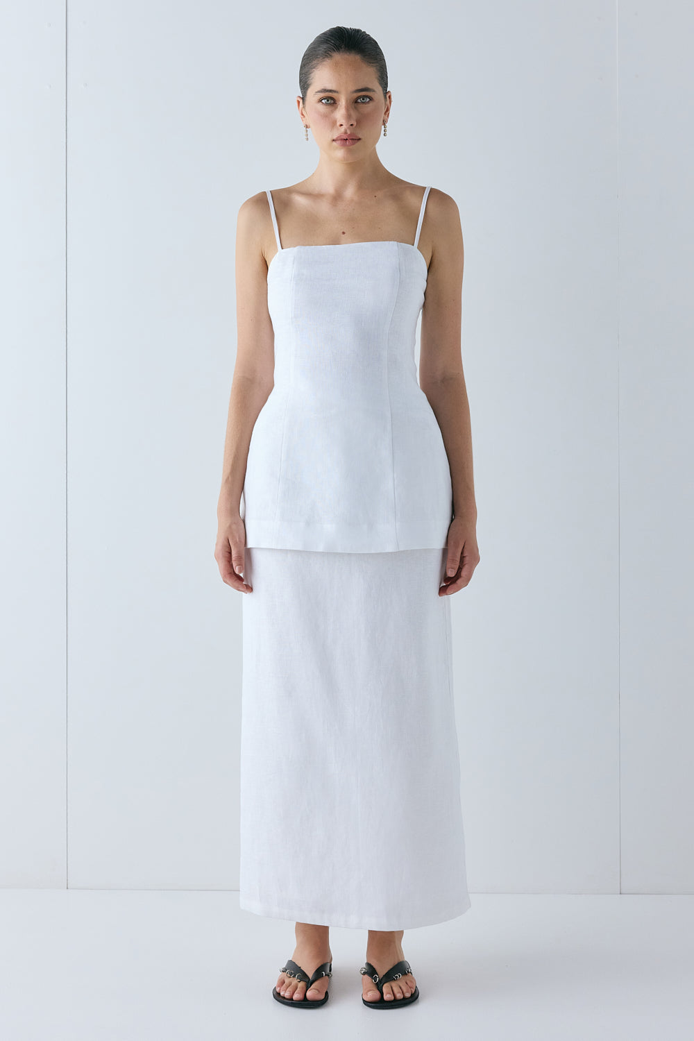 Violette Linen Midi Skirt White | VRG GRL discount