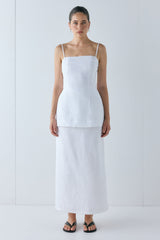 Violette Linen Midi Skirt White | VRG GRL discount