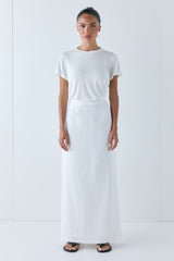Violette Linen Midi Skirt White | VRG GRL discount
